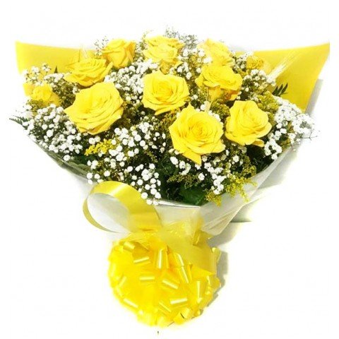 Buquê Tradicional com 12 Rosas Amarelas